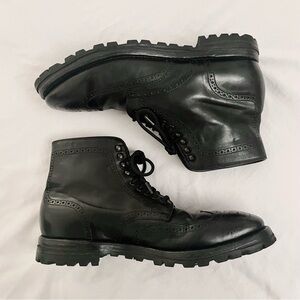 Officine Creative Size 41 Lace-Up Wingtip Derby Combat Ankle Boots in Black